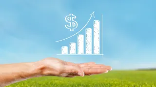A graph showing increased profits and growth