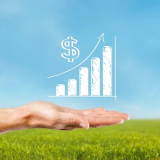 A graph showing increased profits and growth