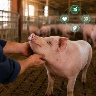 Hands holding pig