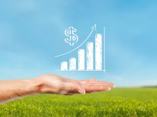 A graph showing increased profits and growth